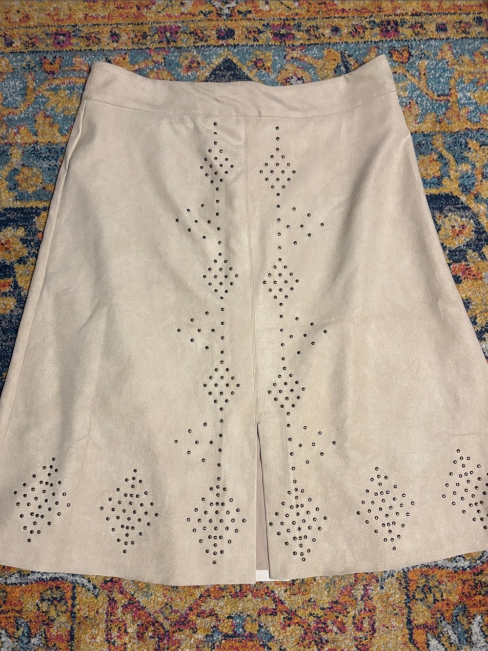 Chico's Cream A-Line Suede Midi Skirt
